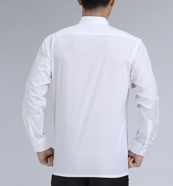 白色男款滌棉立領(lǐng)長(zhǎng)袖修身襯衫-BL0071#